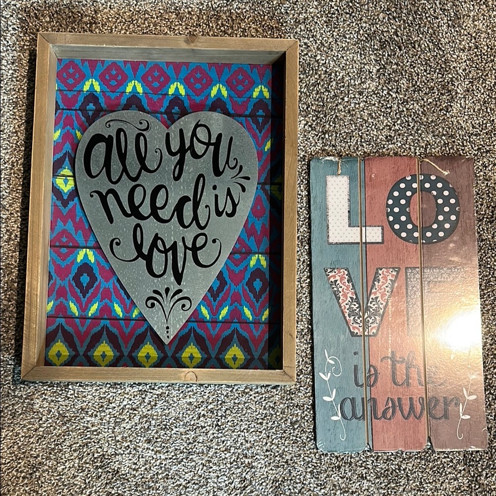 Colorful Wall Art Set with Inspirational Love Quotes